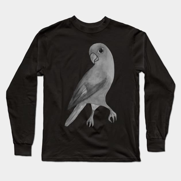 Black and white parrot Long Sleeve T-Shirt by deadblackpony